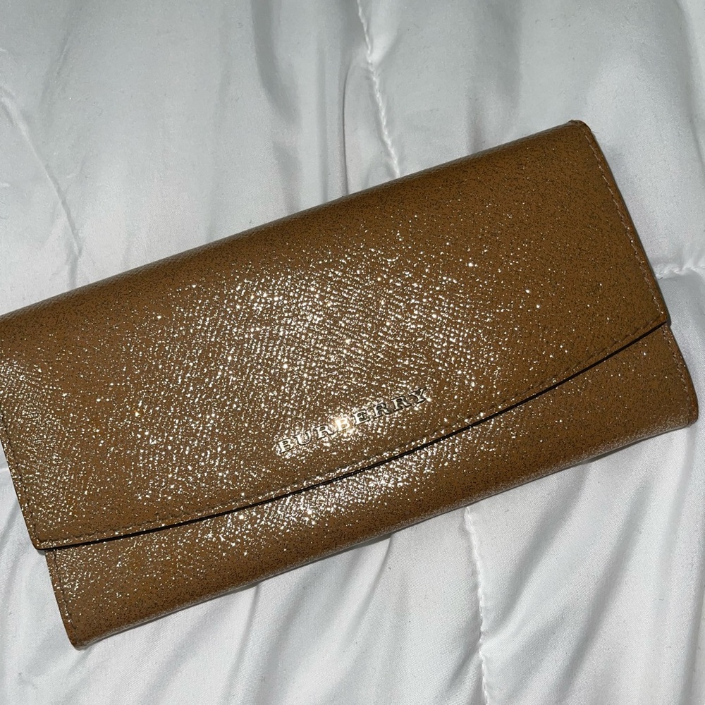 Burberry gold patent leather shimmer wallet